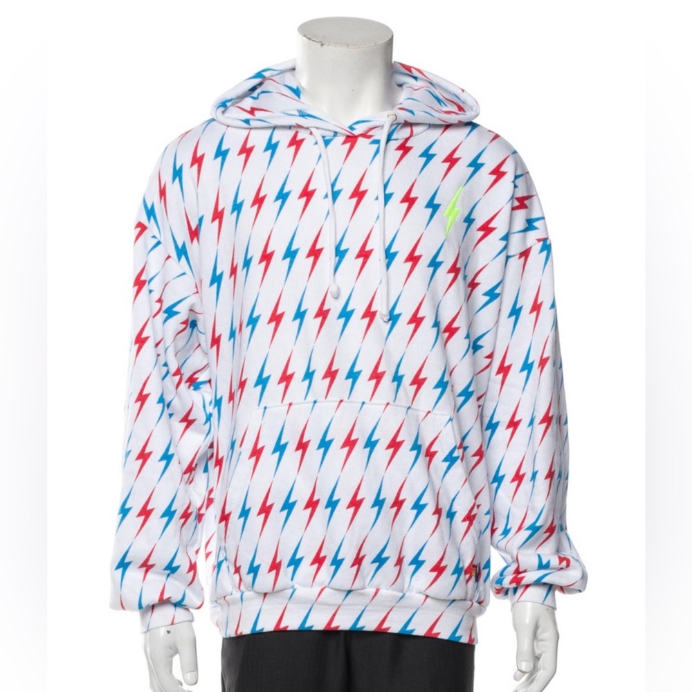 AVIATOR BOLT W/ BOLT EMBROIDERY RELAXED PULLOVER HOODIE - WHITE // USA